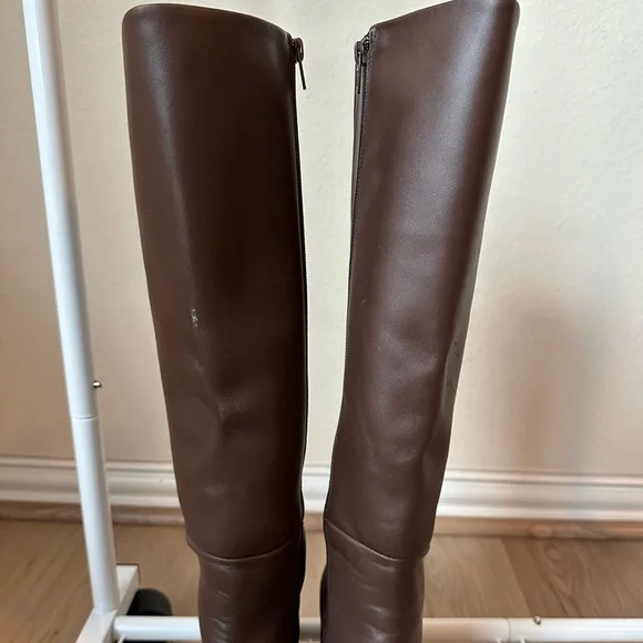 Mango Squared Toe Brown Knee-High Boots - Picture 4 of 8